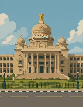 Outline drawing of Vidhana Soudha representing Bengaluru location of Inspace.