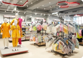 Retail store interior with racks and mannequins